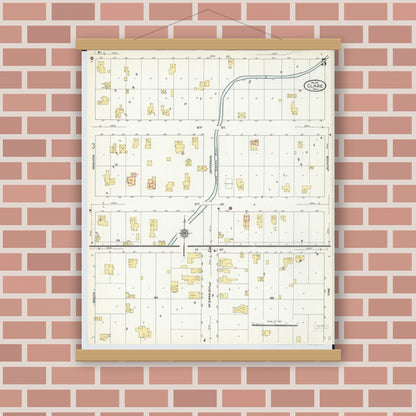 Old map wall art mockup — magnetic wood frame on brick wall — Sanborn Fire Insurance Map from Clare, Clare County, Michigan (1910), Sheet #0005