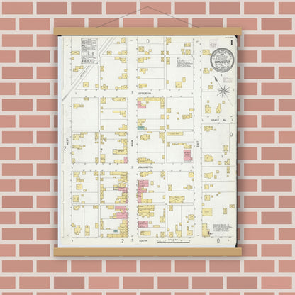 Old map wall art mockup — magnetic wood frame on brick wall — Sanborn Fire Insurance Map from Winchester, Adams County, Ohio (1904) - Complete Map Set