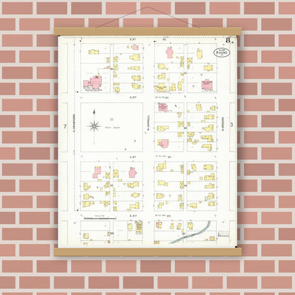 Old map wall art mockup — magnetic wood frame on brick wall — Sanborn Fire Insurance Map from Boone, Boone County, Iowa (1900), Sheet #0008