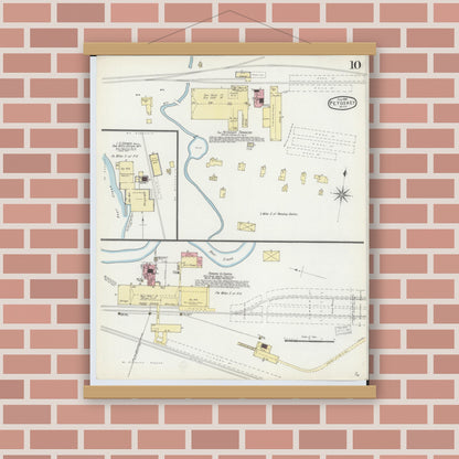 Old map wall art mockup — magnetic wood frame on brick wall — Sanborn Fire Insurance Map from Petoskey, Emmet County, Michigan (1896), Sheet #0010