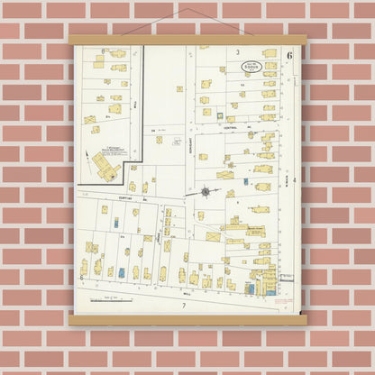 Old map wall art mockup — magnetic wood frame on brick wall — Sanborn Fire Insurance Map from Sodus, Wayne County, New York (1911), Sheet #0006