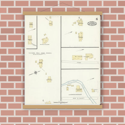 Old map wall art mockup — magnetic wood frame on brick wall — Sanborn Fire Insurance Map from Fleischmanns, Delaware County, New York (1912), Sheet #0006