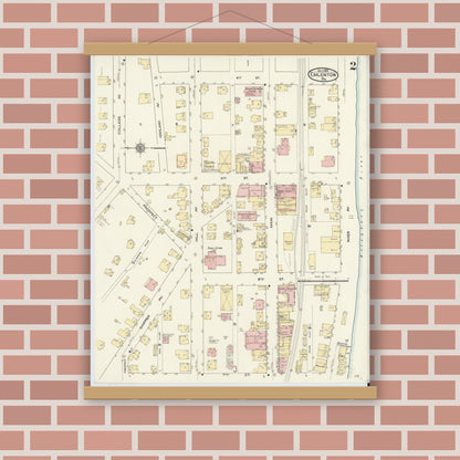 Old map wall art mockup — magnetic wood frame on brick wall — Sanborn Fire Insurance Map from Emlenton, Venango County, Pennsylvania (1910), Sheet #0002