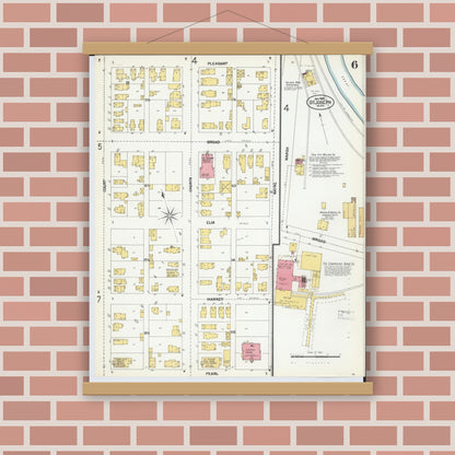 Old map wall art mockup — magnetic wood frame on brick wall — Sanborn Fire Insurance Map from Saint Joseph, Berrien County, Michigan (1902), Sheet #0006