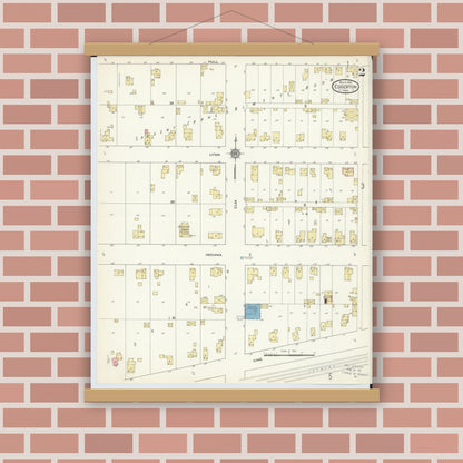 Old map wall art mockup — magnetic wood frame on brick wall — Sanborn Fire Insurance Map from Edgerton, Williams County, Ohio (1913), Sheet #0002