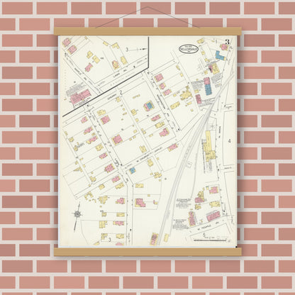 Old map wall art mockup — magnetic wood frame on brick wall — Sanborn Fire Insurance Map from Sellersville, Bucks County, Pennsylvania (1913), Sheet #0003