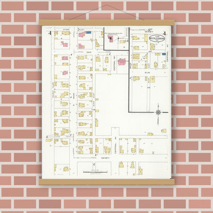 Old map wall art mockup — magnetic wood frame on brick wall — Sanborn Fire Insurance Map from West Alexandria, Preble County, Ohio (1926), Sheet #0004