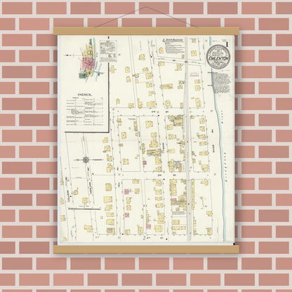 Old map wall art mockup — magnetic wood frame on brick wall — Sanborn Fire Insurance Map from Emlenton, Venango County, Pennsylvania (1910) - Complete Map Set
