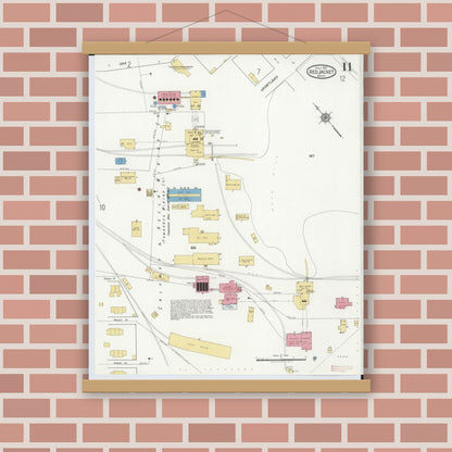 Old map wall art mockup — magnetic wood frame on brick wall — Sanborn Fire Insurance Map from Red Jacket, Houghton County, Michigan (1917), Sheet #0011