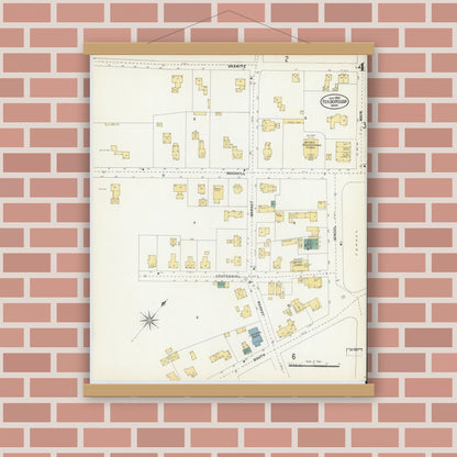 Old map wall art mockup — magnetic wood frame on brick wall — Sanborn Fire Insurance Map from Foxboro, Norfolk County, Massachusetts (1903), Sheet #0004