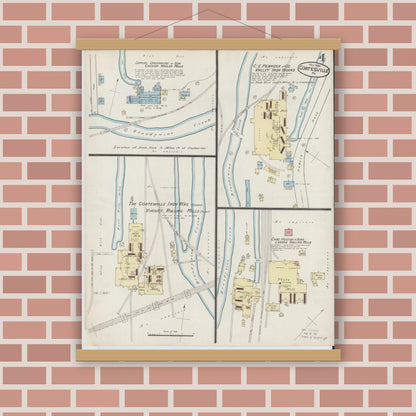 Old map wall art mockup — magnetic wood frame on brick wall — Sanborn Fire Insurance Map from Coatesville, Chester County, Pennsylvania (1886), Sheet #0004