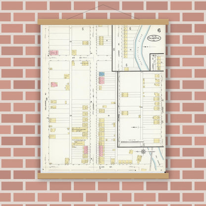Old map wall art mockup — magnetic wood frame on brick wall — Sanborn Fire Insurance Map from Palmerton, Carbon County, Pennsylvania (1912), Sheet #0006