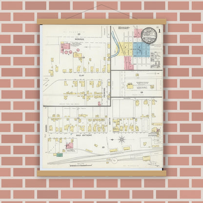 Old map wall art mockup — magnetic wood frame on brick wall — Sanborn Fire Insurance Map from Millersburg, Holmes County, Ohio (1892) - Complete Map Set