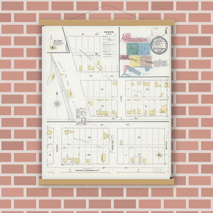 Old map wall art mockup — magnetic wood frame on brick wall — Sanborn Fire Insurance Map from Two Harbors, Lake County, Minnesota (1892) - Complete Map Set