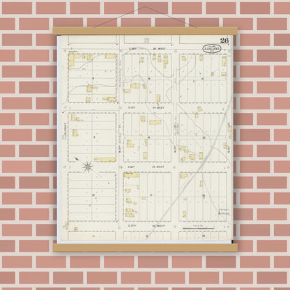Old map wall art mockup — magnetic wood frame on brick wall — Sanborn Fire Insurance Map from Ashland, Ashland County, Wisconsin (1895), Sheet #0026