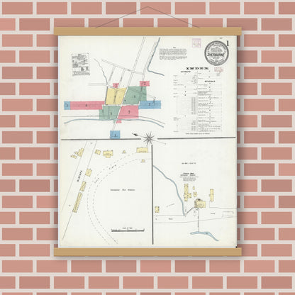Old map wall art mockup — magnetic wood frame on brick wall — Sanborn Fire Insurance Map from Sherburne, Chenango County, New York (1906), Sheet #0001