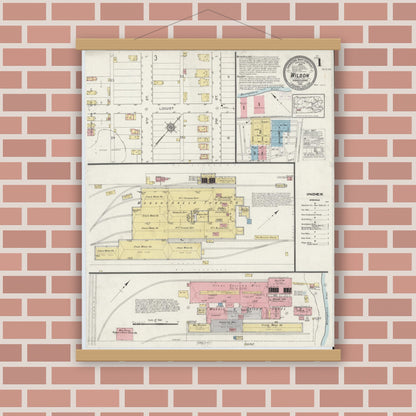Old map wall art mockup — magnetic wood frame on brick wall — Sanborn Fire Insurance Map from Wilson, Allegheny County, Pennsylvania (1915) - Complete Map Set