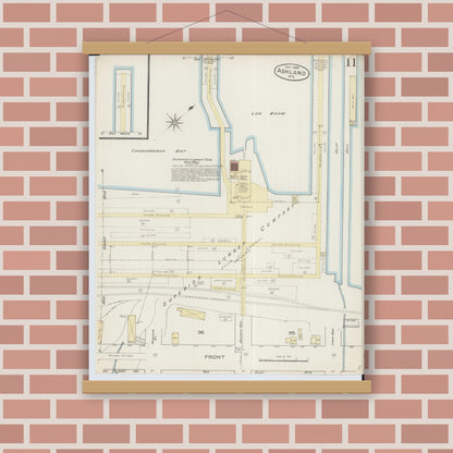 Old map wall art mockup — magnetic wood frame on brick wall — Sanborn Fire Insurance Map from Ashland, Ashland County, Wisconsin (1886), Sheet #0011