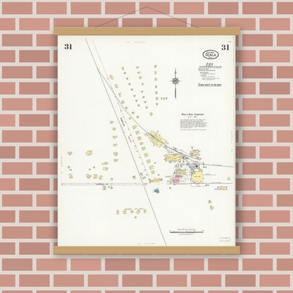 Old map wall art mockup — magnetic wood frame on brick wall — Sanborn Fire Insurance Map from Ocala, Marion County, Florida (1924), Sheet #0031