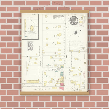 Old map wall art mockup — magnetic wood frame on brick wall — Sanborn Fire Insurance Map from Centerville, Alameda County, California (1896) - Complete Map Set