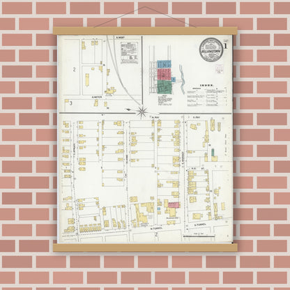 Old map wall art mockup — magnetic wood frame on brick wall — Sanborn Fire Insurance Map from Williamstown, Dauphin County, Pennsylvania (1902) - Complete Map Set