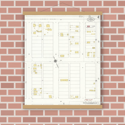 Old map wall art mockup — magnetic wood frame on brick wall — Sanborn Fire Insurance Map from Coronado, San Diego County, California (1921), Sheet #0004