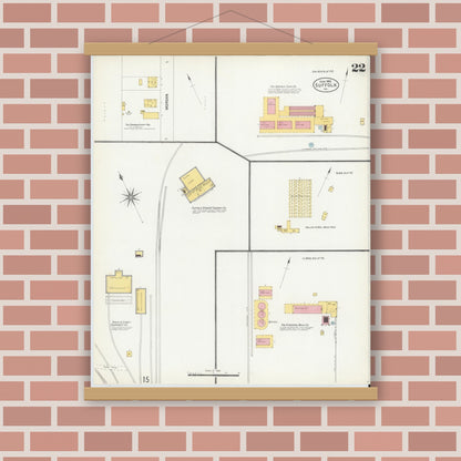 Old map wall art mockup — magnetic wood frame on brick wall — Sanborn Fire Insurance Map from Suffolk, Independent Cities, Virginia (1903), Sheet #0022