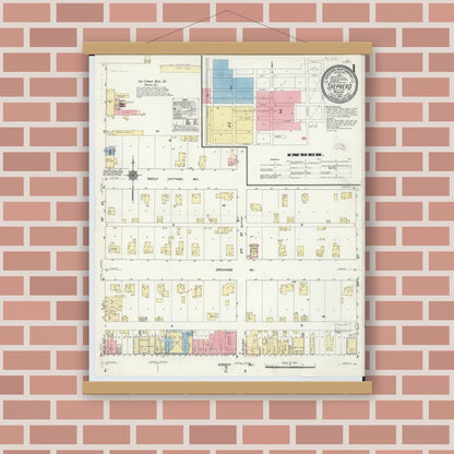 Old map wall art mockup — magnetic wood frame on brick wall — Sanborn Fire Insurance Map from Shepherd, Isabella County, Michigan (1910) - Complete Map Set