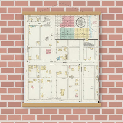 Old map wall art mockup — magnetic wood frame on brick wall — Sanborn Fire Insurance Map from Milford, Pike County, Pennsylvania (1897) - Complete Map Set