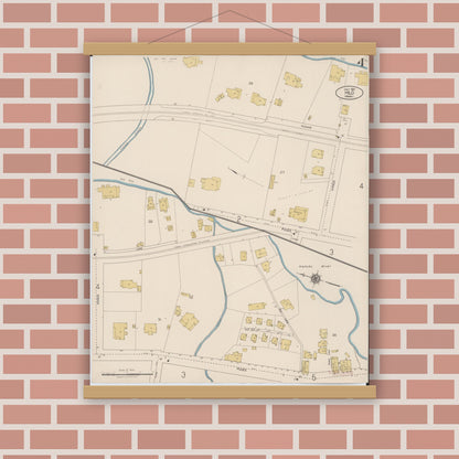 Old map wall art mockup — magnetic wood frame on brick wall — Sanborn Fire Insurance Map from Hilo, Hawaii County, Hawaii (1921), Sheet #0004