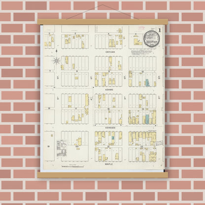 Old map wall art mockup — magnetic wood frame on brick wall — Sanborn Fire Insurance Map from Iron River, Iron County, Michigan (1892) - Complete Map Set