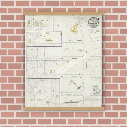Old map wall art mockup — magnetic wood frame on brick wall — Sanborn Fire Insurance Map from Brigantine, Atlantic County, New Jersey (1906) - Complete Map Set