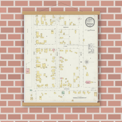 Old map wall art mockup — magnetic wood frame on brick wall — Sanborn Fire Insurance Map from Dannemora, Clinton County, New York (1896), Sheet #0001