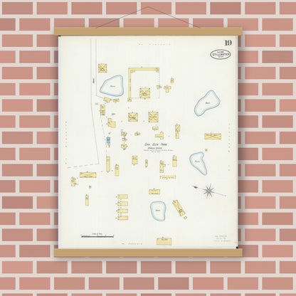 Old map wall art mockup — magnetic wood frame on brick wall — Sanborn Fire Insurance Map from Stillwater, Washington County, Minnesota (1898), Sheet #0019