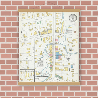 Old map wall art mockup — magnetic wood frame on brick wall — Sanborn Fire Insurance Map from Lodi, Columbia County, Wisconsin (1904), Sheet #0001