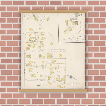 Old map wall art mockup — magnetic wood frame on brick wall — Sanborn Fire Insurance Map from Wailuku, Maui County, Hawaii (1914), Sheet #0006