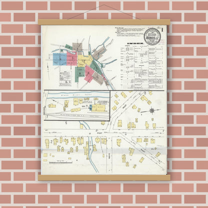 Old map wall art mockup — magnetic wood frame on brick wall — Sanborn Fire Insurance Map from Boonville, Oneida County, New York (1909) - Complete Map Set