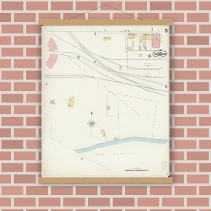 Old map wall art mockup — magnetic wood frame on brick wall — Sanborn Fire Insurance Map from Two Harbors, Lake County, Minnesota (1897), Sheet #0005