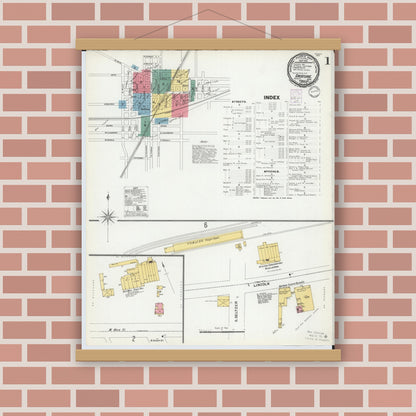 Old map wall art mockup — magnetic wood frame on brick wall — Sanborn Fire Insurance Map from Crestline, Crawford County, Ohio (1901) - Complete Map Set