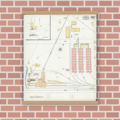 Old map wall art mockup — magnetic wood frame on brick wall — Sanborn Fire Insurance Map from Ashland, Ashland County, Wisconsin (1901), Sheet #0028