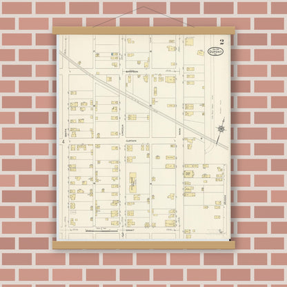 Old map wall art mockup — magnetic wood frame on brick wall — Sanborn Fire Insurance Map from Dupont, Luzerne County, Pennsylvania (1914), Sheet #0002