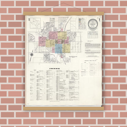 Old map wall art mockup — magnetic wood frame on brick wall — Sanborn Fire Insurance Map from Lamesa, Dawson County, Texas (1948) - Complete Map Set