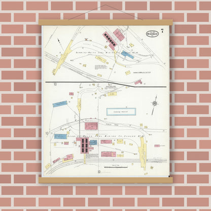 Old map wall art mockup — magnetic wood frame on brick wall — Sanborn Fire Insurance Map from Windber, Somerset County, Pennsylvania (1916), Sheet #0007