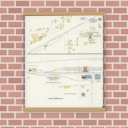 Old map wall art mockup — magnetic wood frame on brick wall — Sanborn Fire Insurance Map from Escanaba, Delta County, Michigan (1906), Sheet #0031