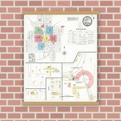 Old map wall art mockup — magnetic wood frame on brick wall — Sanborn Fire Insurance Map from Eagle Grove, Wright County, Iowa (1900) â€” Complete Set
