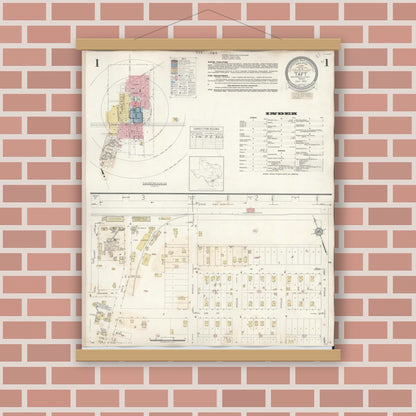 Old map wall art mockup — magnetic wood frame on brick wall — Sanborn Fire Insurance Map from Taft, San Patricio County, Texas (1942) - Complete Map Set