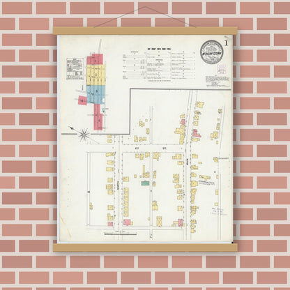 Old map wall art mockup — magnetic wood frame on brick wall — Sanborn Fire Insurance Map from McSherrystown, Adams County, Pennsylvania (1904) - Complete Map Set