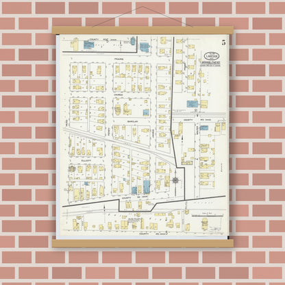 Old map wall art mockup — magnetic wood frame on brick wall — Sanborn Fire Insurance Map from Lakeside, Ottawa County, Ohio (1910), Sheet #0005