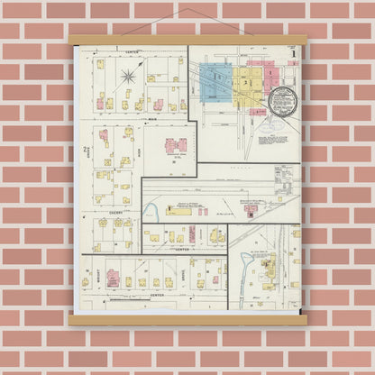 Old map wall art mockup — magnetic wood frame on brick wall — Sanborn Fire Insurance Map from Blanchester, Clinton County, Ohio (1898) - Complete Map Set