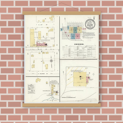 Old map wall art mockup — magnetic wood frame on brick wall — Sanborn Fire Insurance Map from Luling, Caldwell County, Texas (1912) - Complete Map Set